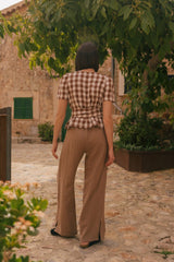 Leah Wide Linen Pants With Slits Pants + Jeans AmourLinen 