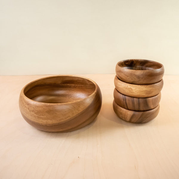 LIKHÂ Acacia Calabash Bowls, set of 1 large + 4 small bowls | LIKHÂ Bowls LIKHÂ 