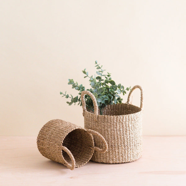 LIKHÂ Natural Tabletop Mini Basket with Handle Set of 2 - Weave Baskets | LIKHÂ Baskets LIKHÂ 