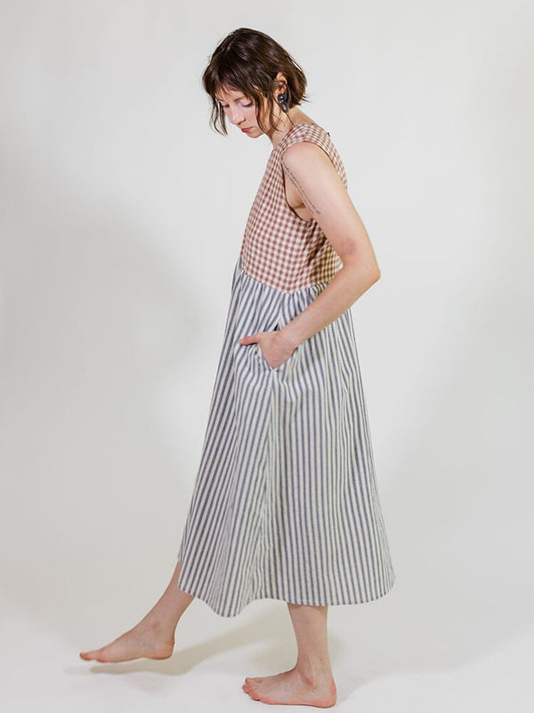 Lilah Dress - Gingham Stripe Mix Dresses Mata Traders 
