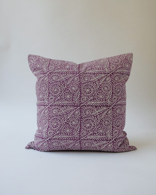 Madhu Linen Pillow Cover Throw Pillows Soil to Studio 14" x 20" Aubergine 