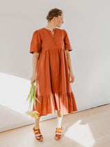 Mata Traders Adelaide Tiered Midi Dress - Cinnamon Dresses Mata Traders 