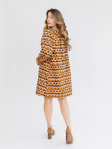 Mata Traders Alexis Long Sleeve Mini Dress - Circle Stripe Desert Dresses Mata Traders 
