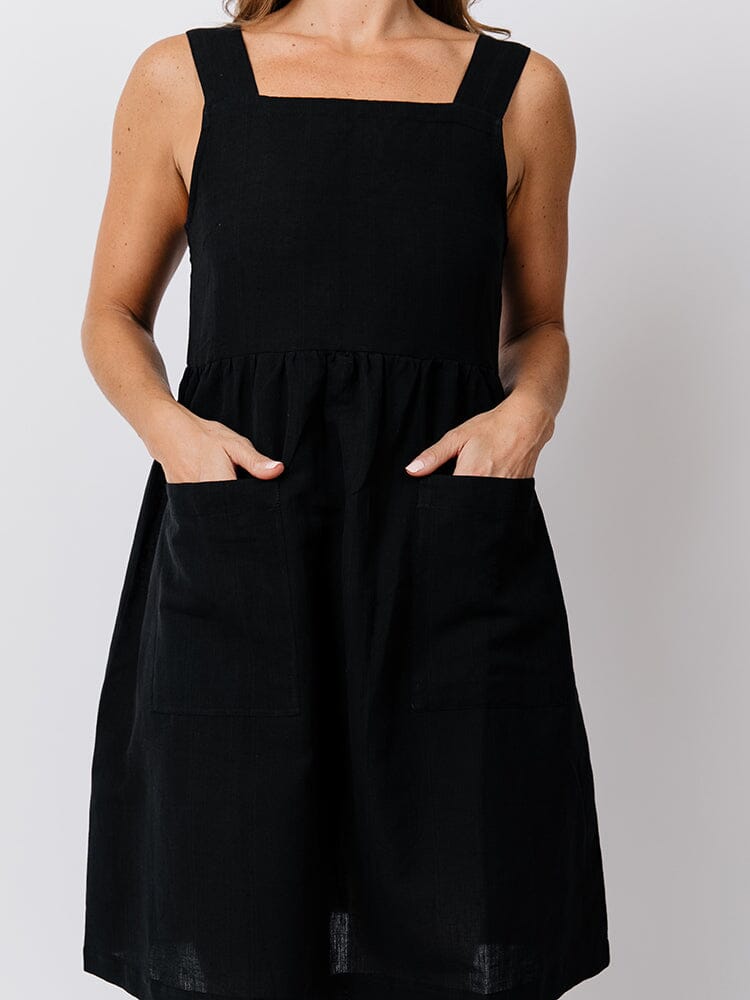 Mata Traders Billie Jumper Dress - Black Linen Dresses Mata Traders 