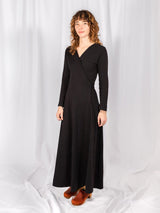 Mata Traders Katie Maxi Wrap Dress Black Rib Knit Dresses Mata Traders 