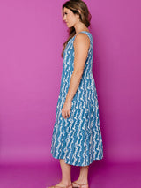 Mata Traders Thais Tiered Sleeveless Dress - Blue Samudra Dresses Mata Traders 