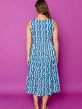 Mata Traders Thais Tiered Sleeveless Dress - Blue Samudra Dresses Mata Traders 