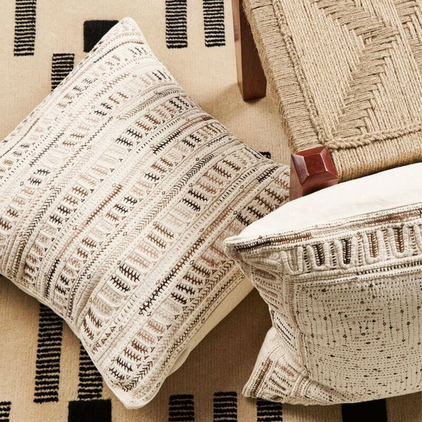 Maze Brown Hand Embroidered Pillow Throw Pillows Studio Variously 
