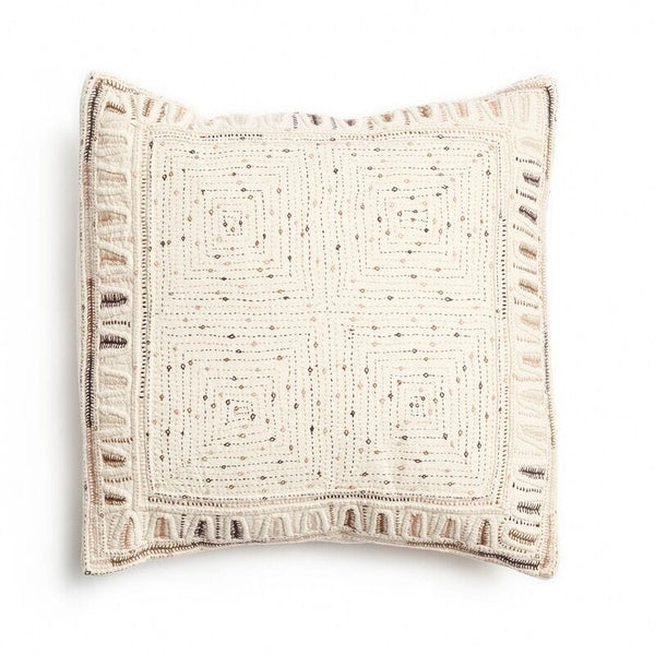 Maze Brown Hand Embroidered Pillow Throw Pillows Studio Variously 