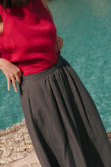 Mona Long Linen Skirt Skirts AmourLinen 