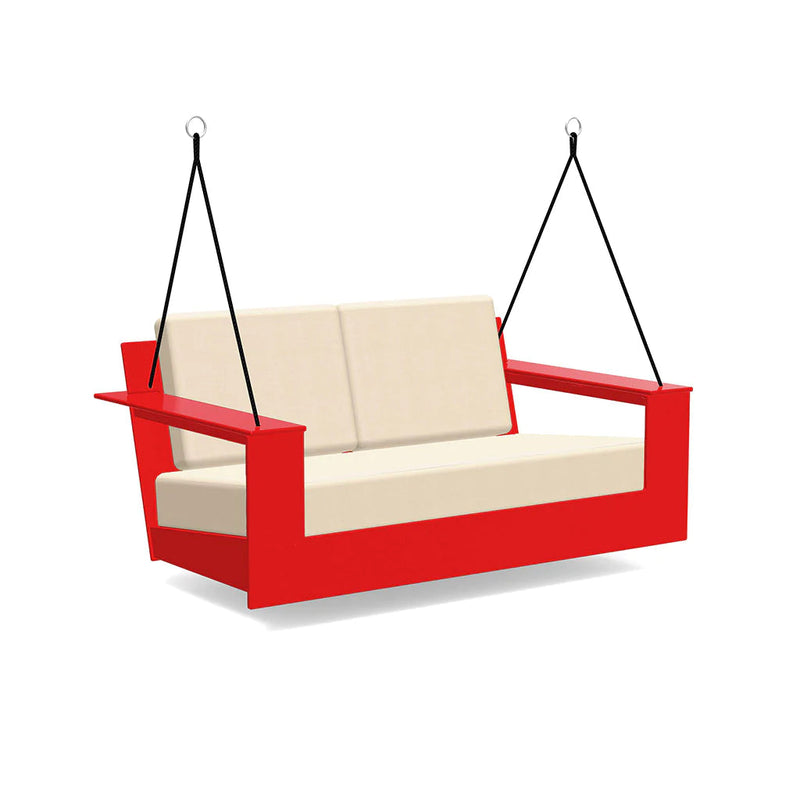 Nisswa Recycled Outdoor Porch Swing Outdoor Seating Loll Designs Apple Red Canvas Flax 