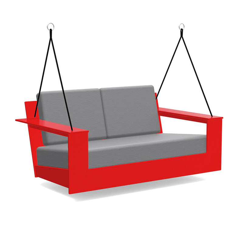 Nisswa Recycled Outdoor Porch Swing Outdoor Seating Loll Designs Apple Red Cast Charcoal 