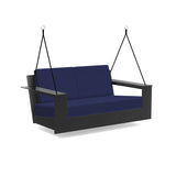 Nisswa Recycled Outdoor Porch Swing Outdoor Seating Loll Designs Black Canvas Navy 