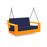 Nisswa Recycled Outdoor Porch Swing Outdoor Seating Loll Designs Sunset Orange Canvas Navy 
