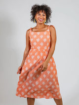 Provence Midi Dress - Peach Ikat Dresses Mata Traders 