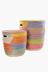 Rainbow Herringbone Sahara Hamper Basket Set Baskets Swahili African Modern 