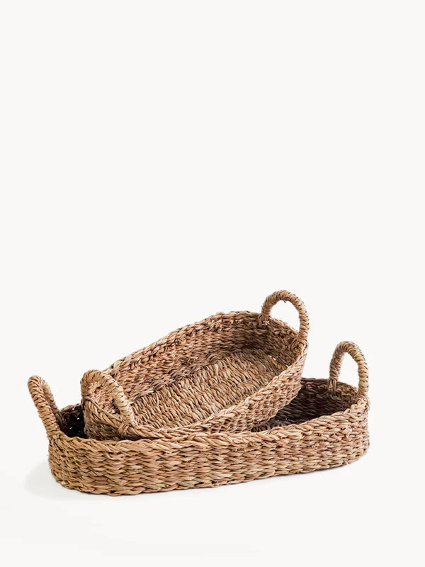 Savar Bread Basket with Natural Handle Serveware Korissa Set of 2 