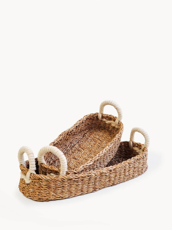 Savar Bread Basket with White Handle Serveware Korissa 