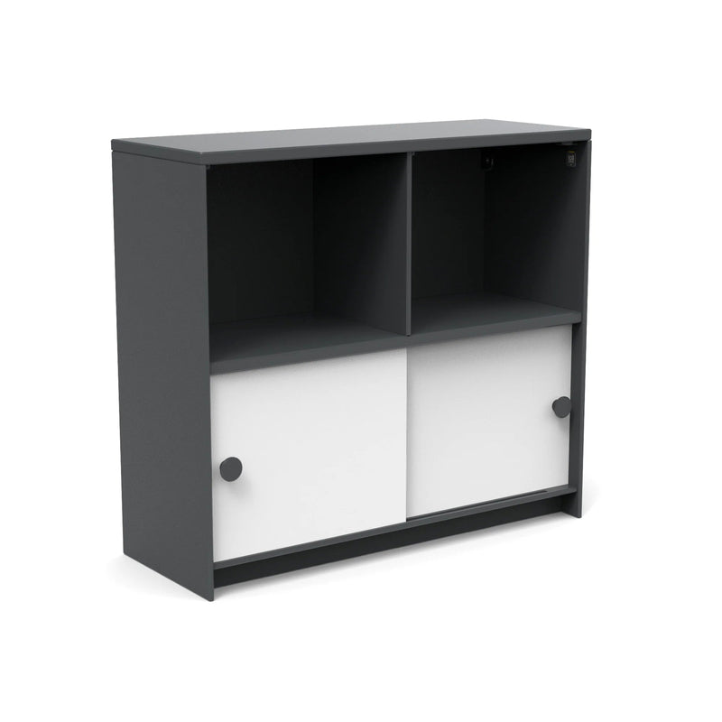 Slider Cubby Cabinet Outdoor Storage Loll Designs Charcoal Gray Cloud White 