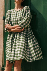 Sofia Midi-Length Linen Dress Dresses AmourLinen 
