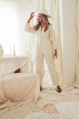 Sola Relaxed Sleeve Zipper Jumpsuit Jumpsuits Mien XS Champagne 