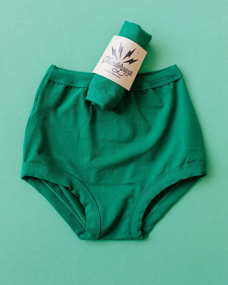 Solid Sky Rise Underwear Underwear + Bodysuits Thunderpants USA S Emerald 