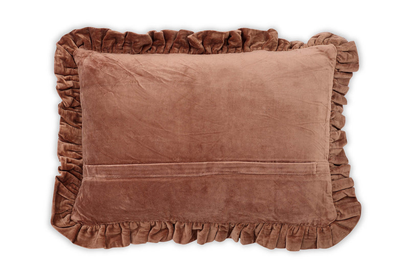 Solid Velvet Frilled Cushion Throw Pillows Casa Amarosa 