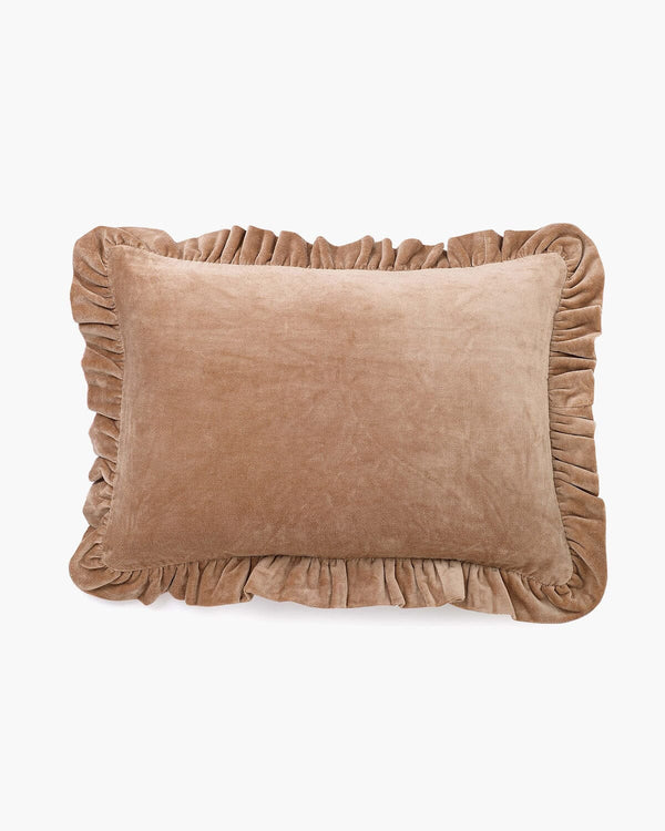 Solid Velvet Frilled Cushion Throw Pillows Casa Amarosa 