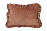 Solid Velvet Frilled Cushion Throw Pillows Casa Amarosa Mocha Brown Without Insert 