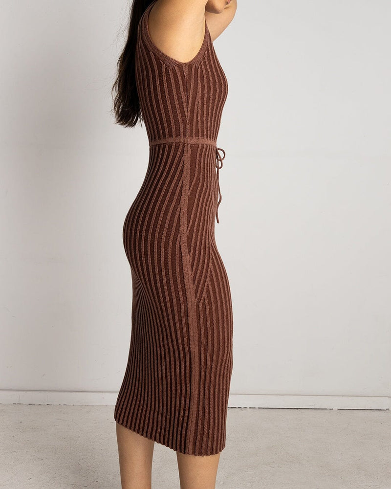 Soluna Collective Maroon + Toffee Knit Two Tone Dress | XS-3X Clothing Soluna Collective 