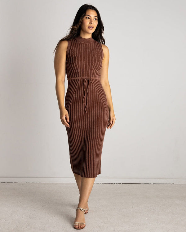 Soluna Collective Maroon + Toffee Knit Two Tone Dress | XS-3X Clothing Soluna Collective 