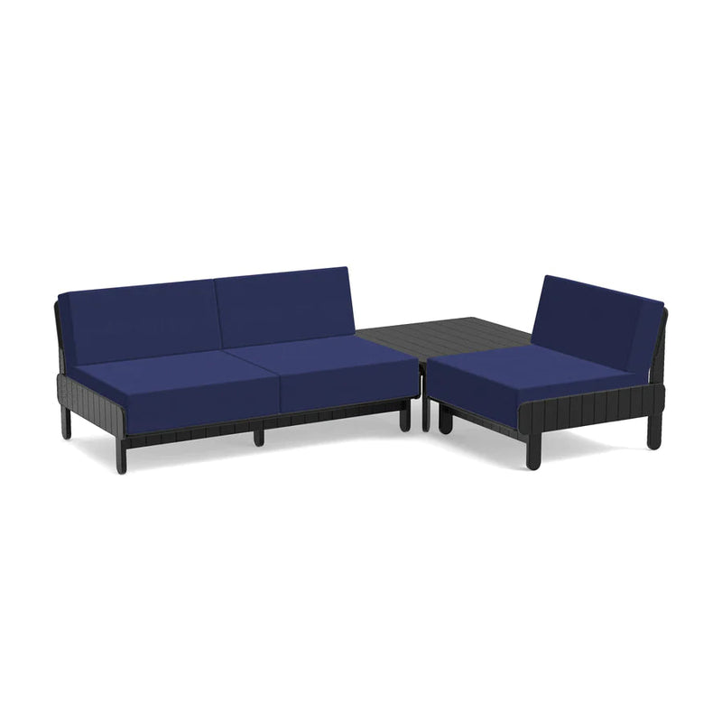 Sunnyside Recycled Outdoor Seating Bundle Outdoor Seating Loll Designs Black Canvas Navy 