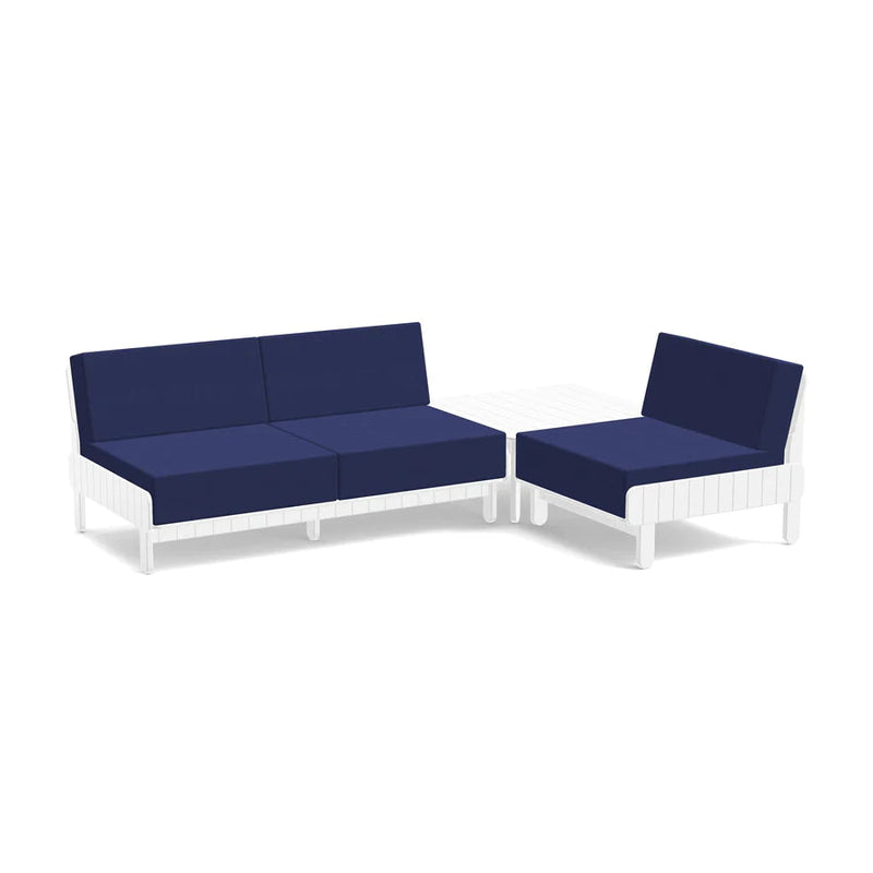 Sunnyside Recycled Outdoor Seating Bundle Outdoor Seating Loll Designs Cloud White Canvas Navy 