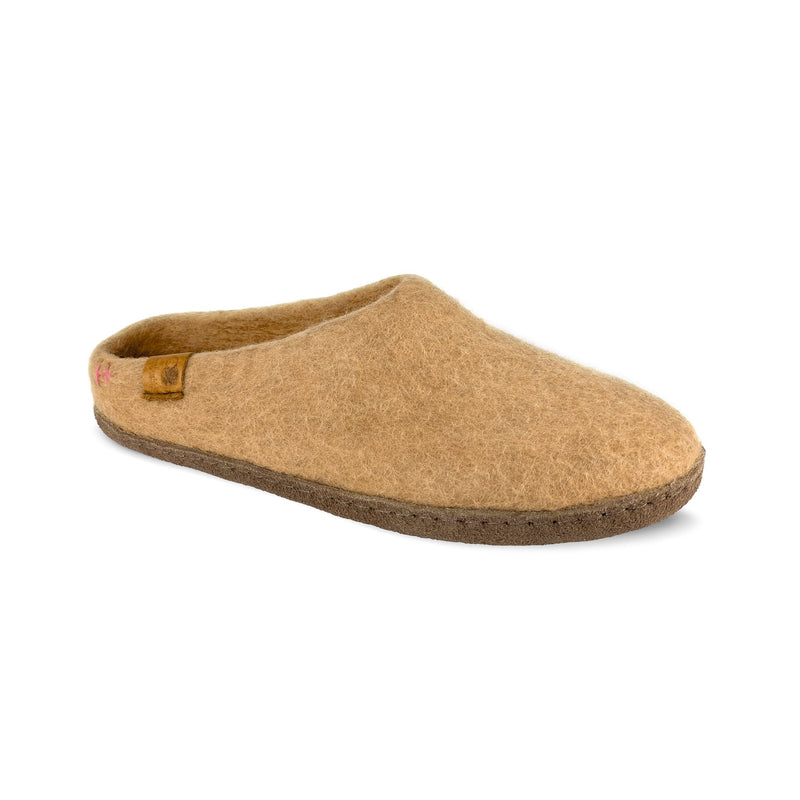 Unisex Wool Slipper with Leather Sole - Sand Slippers Baabushka 