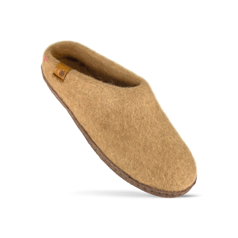 Unisex Wool Slipper with Leather Sole - Sand Slippers Baabushka 