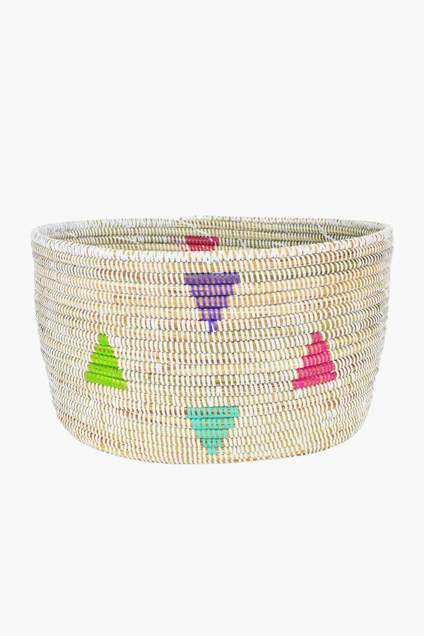 White Teranga Triangles Knitting Basket Baskets Swahili African Modern 