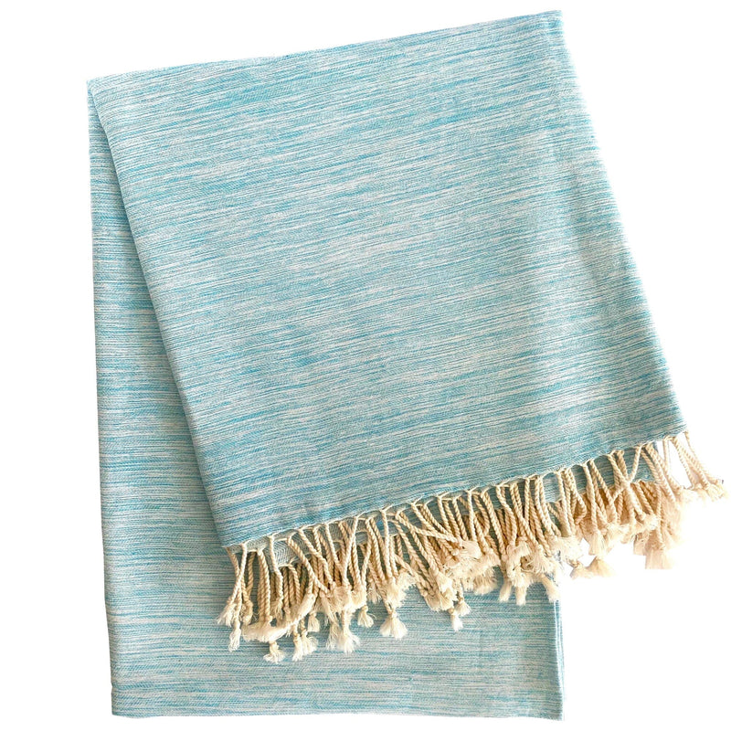 Yalova Upcycled Soft Marbled Turkish Throw Blanket Towels Hilana: Upcycled Cotton Turquoise 