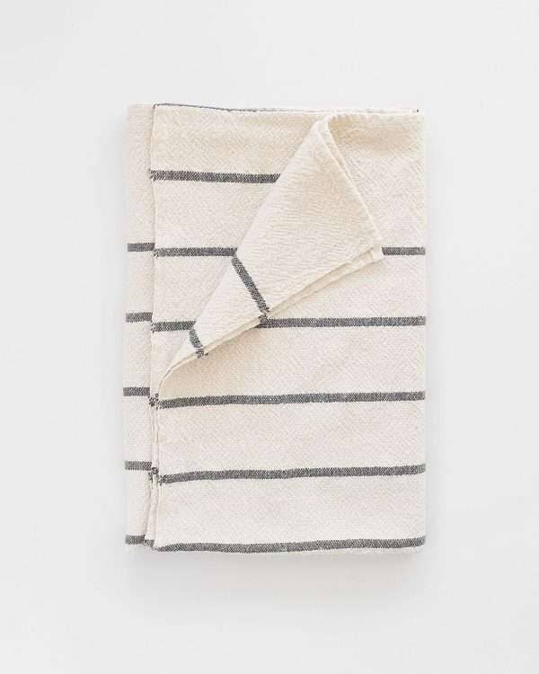 Yewo Woven Country Towel With Grey Stripes Yewo 