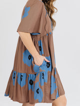 Adelaide Dark Oak Tiered Tencel Mini Dress Dresses Mata Traders 