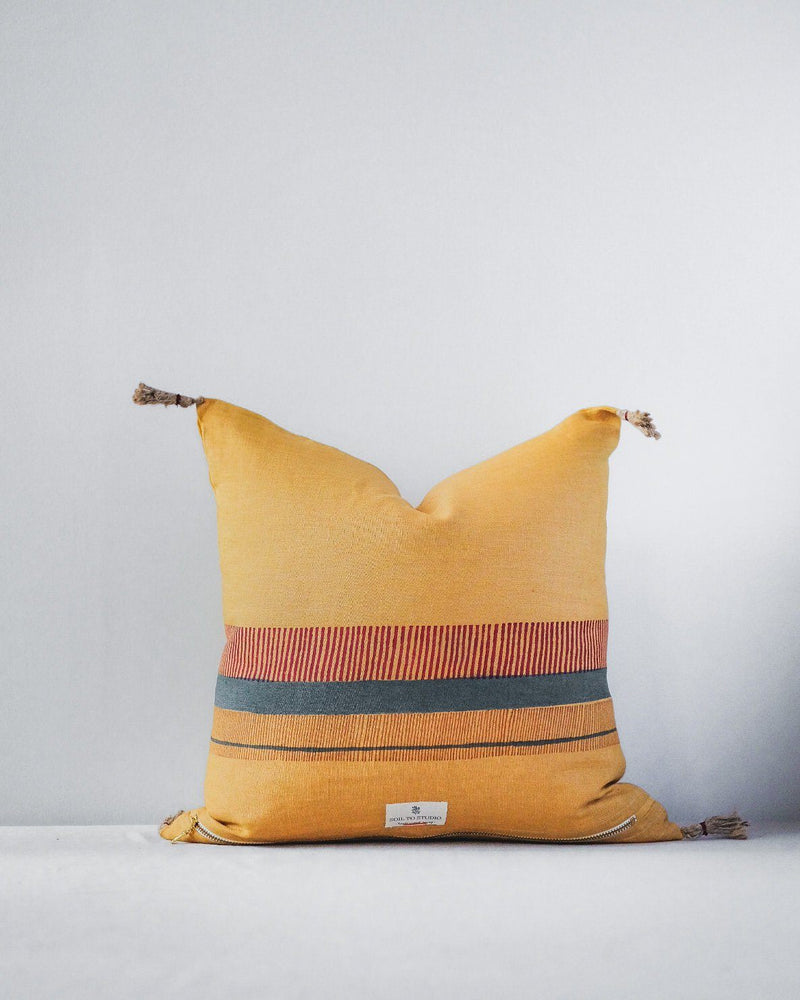 Aditi Linen Throw PIllow Cover - Yellow Home Decor Soil to Studio 