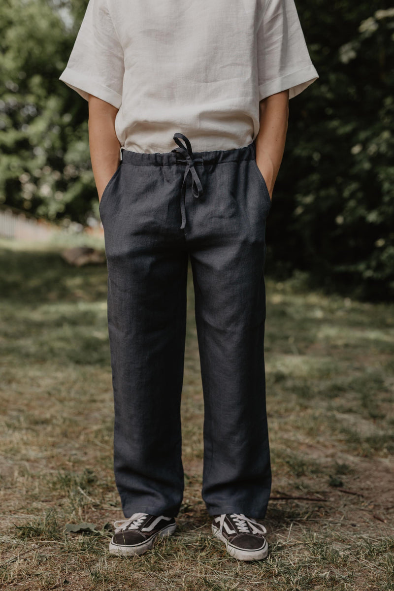 Adonis Linen Pants Pants + Jeans AmourLinen M Charcoal 