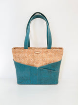 Advocate Cork Zippered Tote Bag Tote Bags Carry Courage Aquamarine Blue 