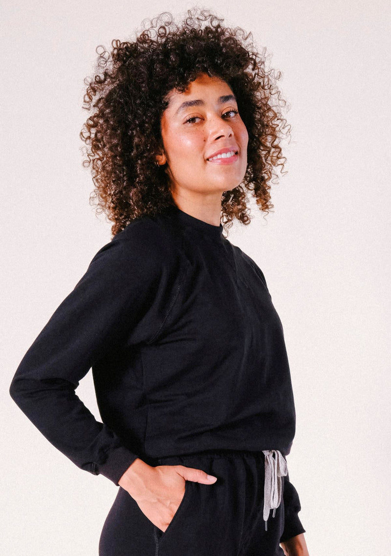 Agnes Raglan Organic Cotton Tencel Sweatshirt Sweatshirts Poplinen XS Black 
