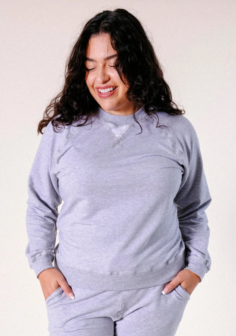 Agnes Raglan Organic Cotton Tencel Sweatshirt Sweatshirts Poplinen XS Heather Gray 