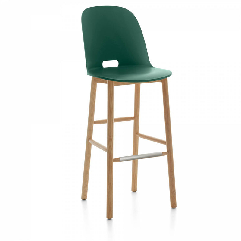 Alfi Recycled High Back Barstool - Ash Furniture Emeco Green 