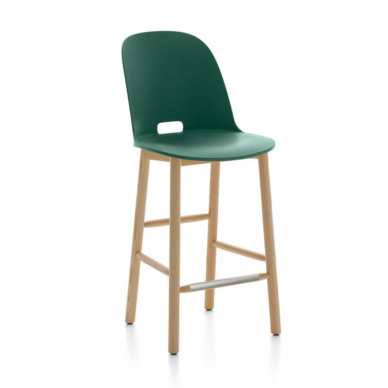 Alfi Recycled High Back Counter Stool - Ash Furniture Emeco Green 