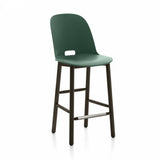 Alfi Recycled High Back Counter Stool - Dark Ash Furniture Emeco Green 