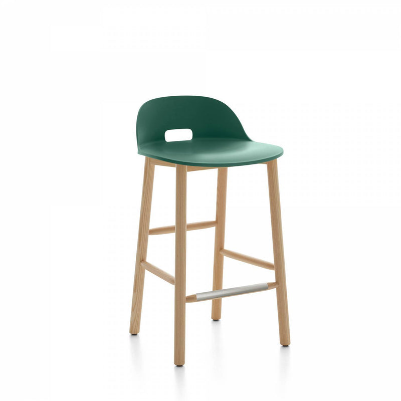 Alfi Recycled Low Back Counter Stool - Ash Furniture Emeco Green 
