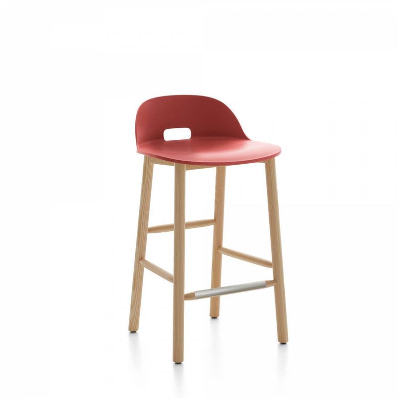 Alfi Recycled Low Back Counter Stool - Ash Furniture Emeco Red 