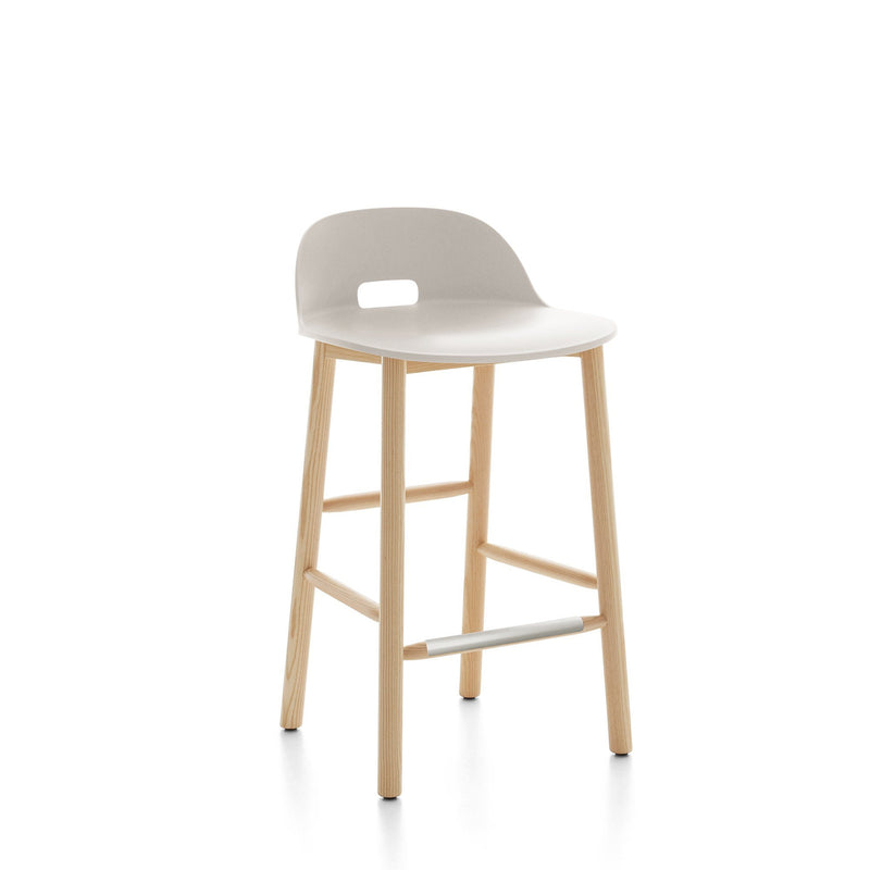 Alfi Recycled Low Back Counter Stool - Ash Furniture Emeco White 